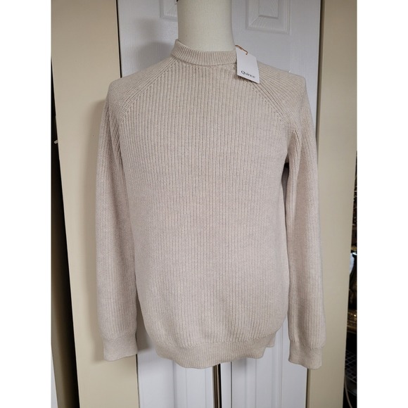 Quince Other - Quince Mens 100% Organic Cotton Fisherman Crew Neck Sweater Beige Oatmeal Size M